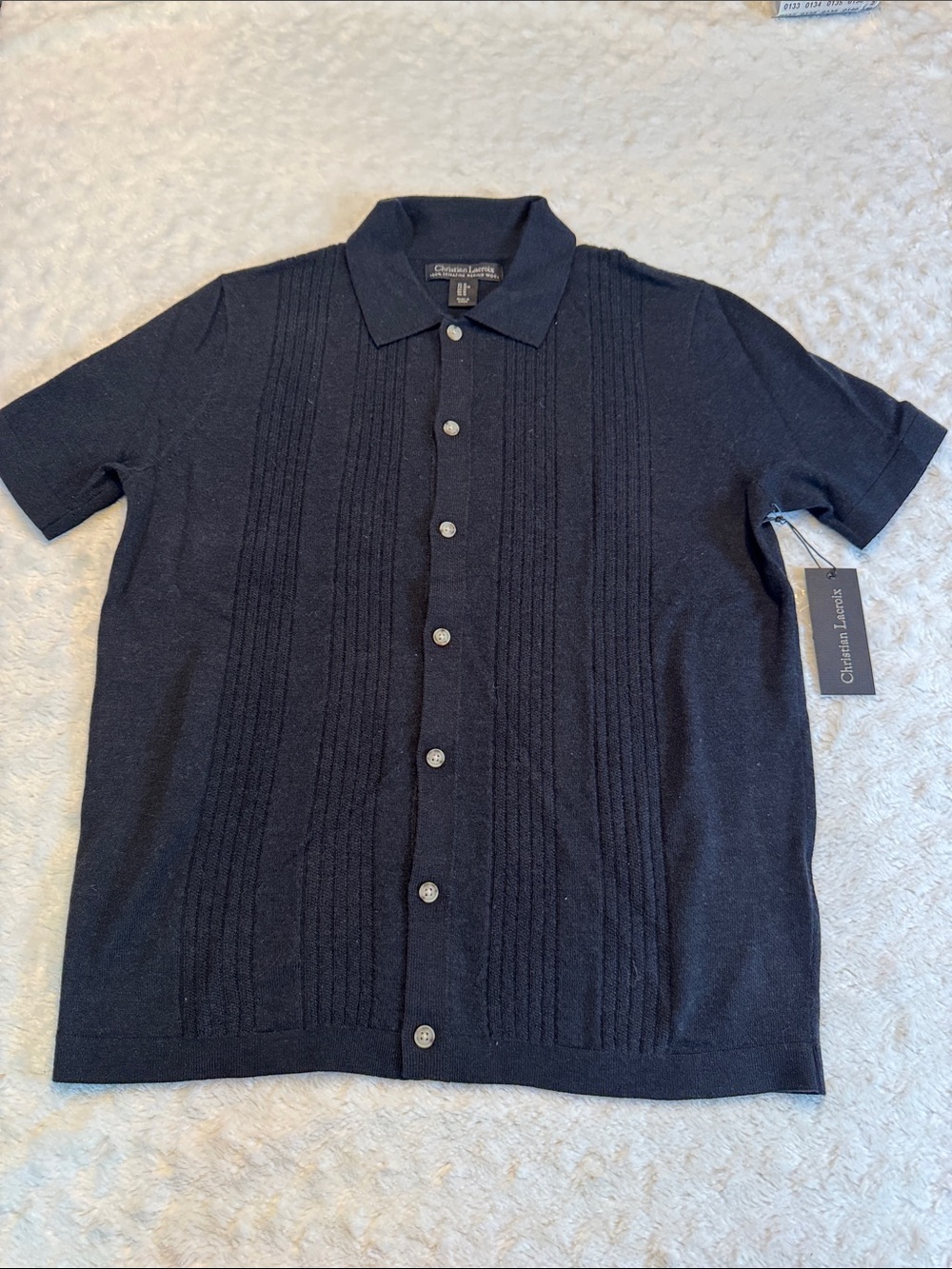 Christian Lacroix Men's Black Sweater/Knit Button Down Shirt